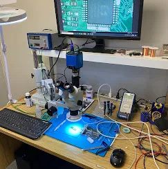 Microscope station for board-level repair and microsoldering