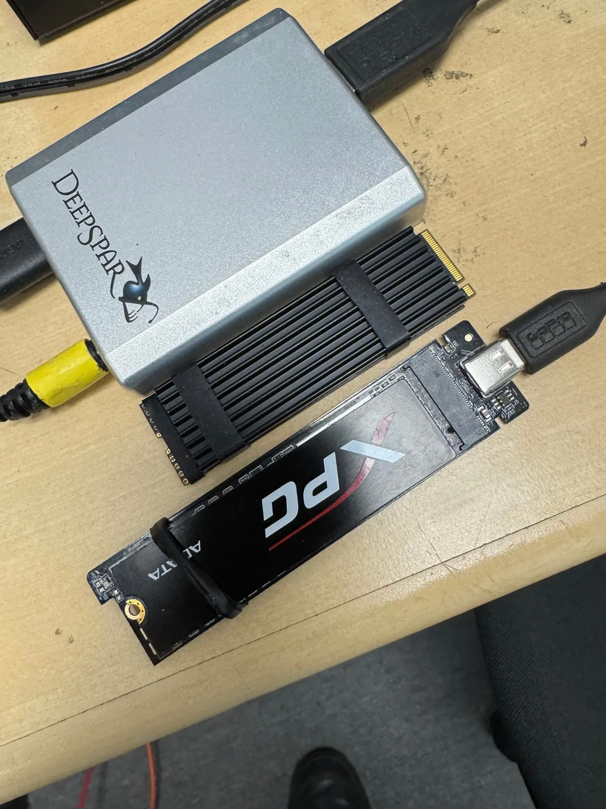 NVMe SSD connected for controlled professional recovery access
