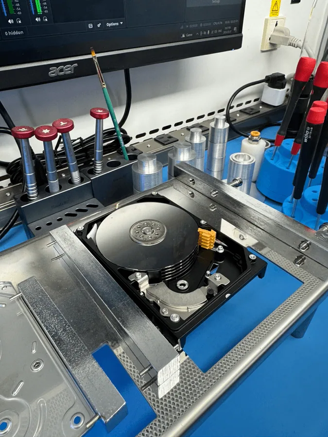 Physically damaged hard drive prepared for recovery