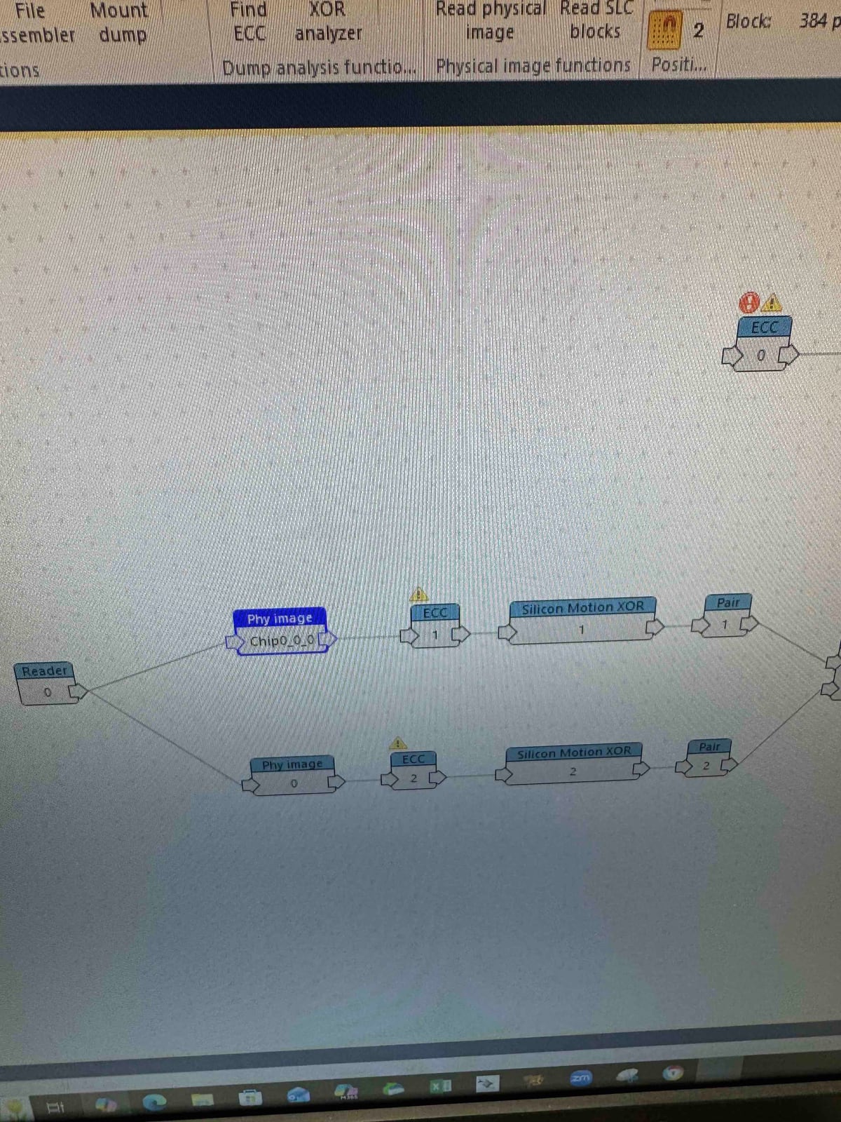 Rusolut VNR workflow reconstructing raw NAND data using ECC, XOR, and block pairing