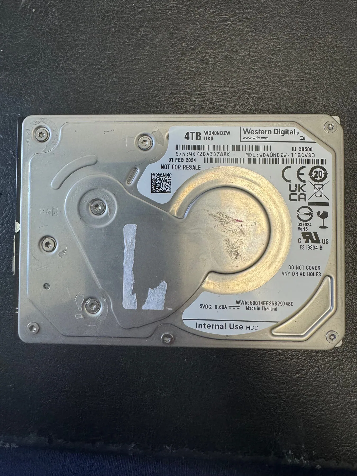 Actual WD 4TB USB hard drive from the recovery case
